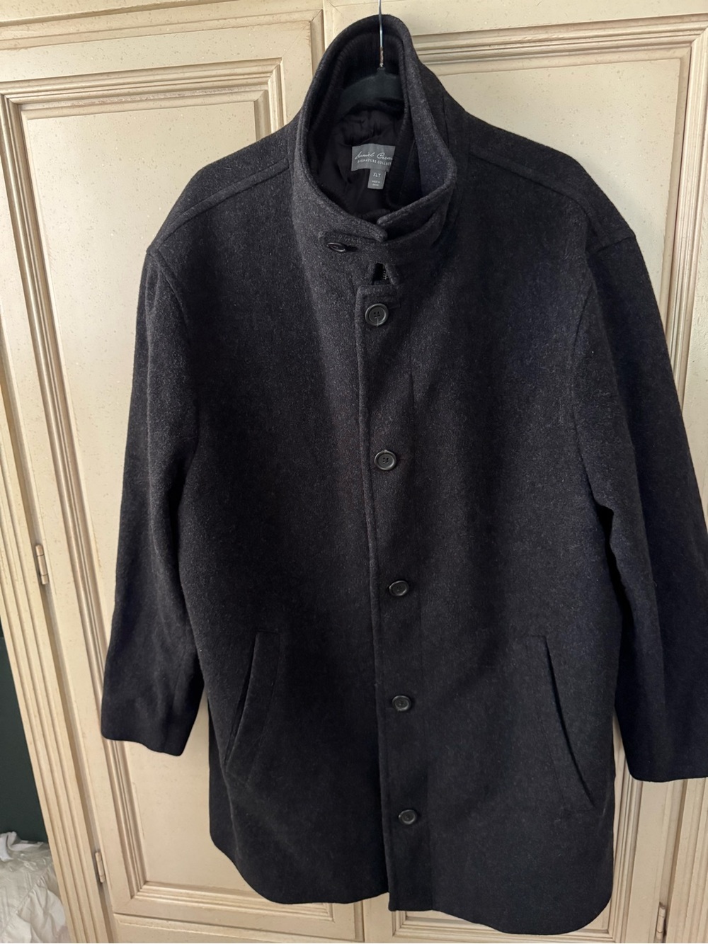 Men's Dark Charcoal Wool Pea Coat